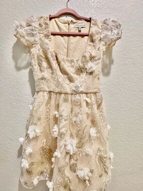 🦄 NWOT Dress the Population Sz S Embellished Ivory Bridal Mini SAMPLE